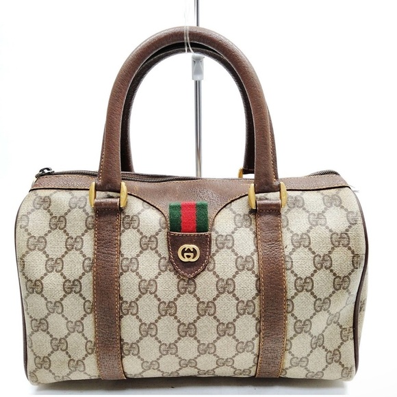 Gucci Brown and Cream Patterned Satchel